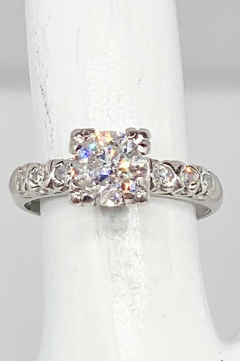 Vintage 1950s 7000 1.50ct Natural Diamond Platinum Wedding Ring