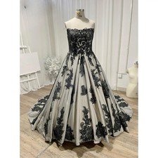 Lace Tulle Princess Wedding Dresses Strapless A-Line Bridal Gowns Sleeveless