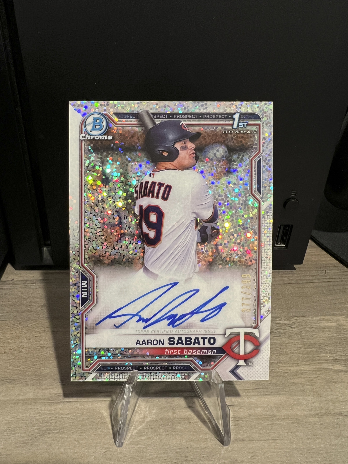 2021 Bowman Chrome Prospects Aaron Sabato Speckle Refractor Auto 1st Rookie /299
