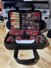 Vintage EN ROUTE PICNIC KIT Travel Set With Leather Carrying Case