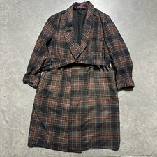VTG 70s Pendleton Shadow Plaid Virgin Wool Robe XL Brown Shawl Collar Belted USA