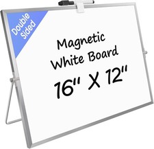 Dry Erase Magnetic White Board 16" x 12" Double-Sided Dry Erase Board W/ Stand