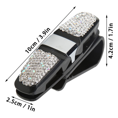 ˇSun Visor Glasses Clip Crystal Rhinestones Sunglasses Card Holder Hanger For - Bild 2 von 12