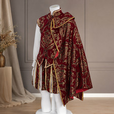 Men's Renaissance Tudor Medieval Royal Costume Elizabethan Vest Shirt Cape Hat