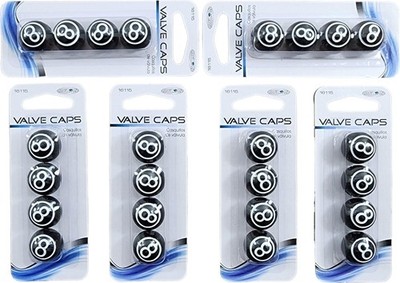 Lot of 6 Custom Accessories 16115 Black 8-Ball Style Tire Valve Caps (Pack of 4)