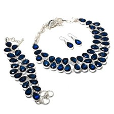 Set di gioielli regalo antico in argento sterling 925 con pietre preziose Iol...