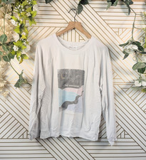 SPIRITUAL GANGSTER Universe Crewneck Sweatshirt Ivory White Graphic Cotton XS