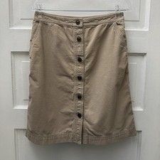 Gap Women  s Khaki Corduroy Button Front A-Line Midi Skirt Tan Size S