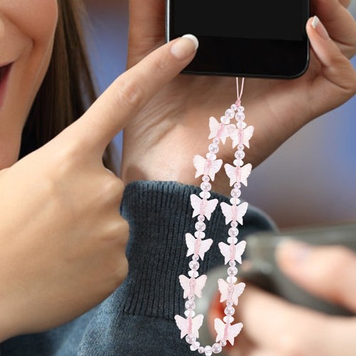 2 Pcs Butterfly Pearl Mobile Kette Telefonkette Perlen Für Telefonanhänger - 第 2/12 張圖片