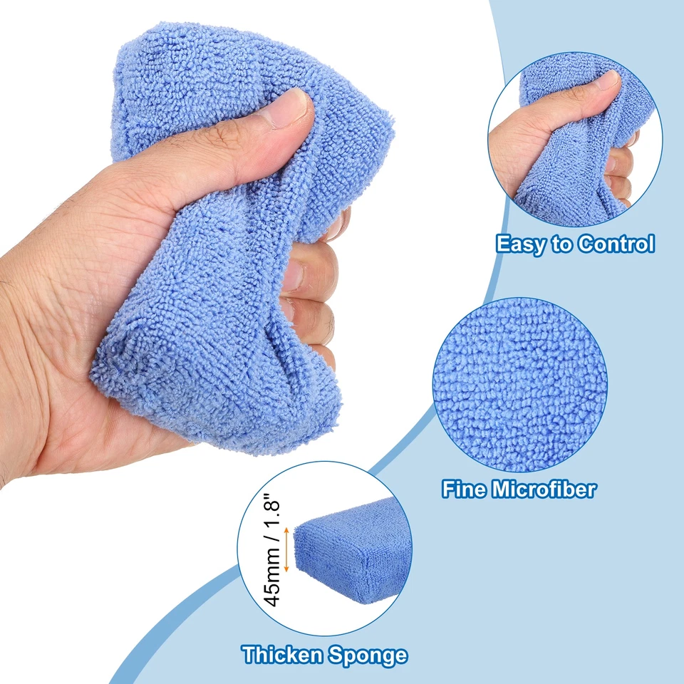 2pcs Microfiber Car Wash Sponge 4.7"x3.2" Non-Scratch Foam Applicator Pads Blue Foto 4 de 4