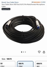 100 Foot XLR 3 Pin Male/Female Microphone Cable 100 Ft