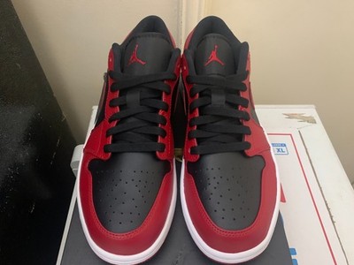 SIZE 8.5 Nike Air Jordan 1 Low Reverse Bred Gym red black 553558