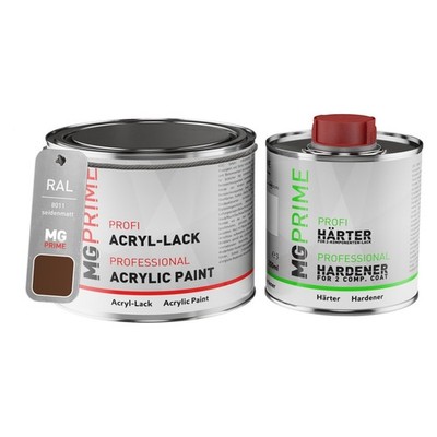 RAL 8011 Nussbraun Nut brown Acryl Lack seidenmatt 0,75 Liter Dose inkl. Härter