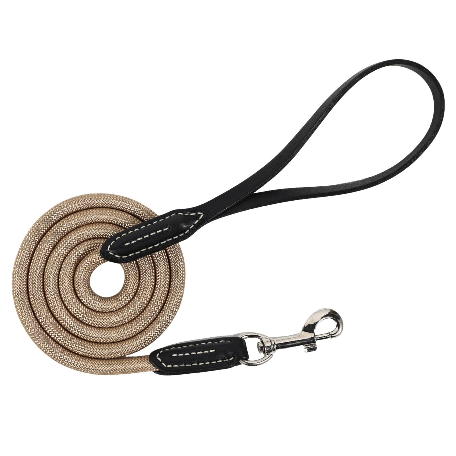 Laisse en cuir pour chien de 1m50, poignée nylon confort pour grandes balades