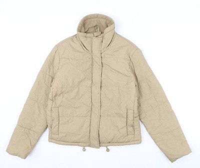 Stradivarius Damen Beige Puffer Jacke Mantel Größe S Reißverschluss