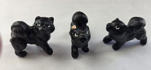 3 Miniature Schipperke Dog Figurines Dollhouse Bone China Japan
