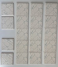 19x H&R Johnson Cristal White Bullnose Edge Tiles Corner 1970s NOS Retro VTG EX