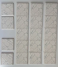 19x H&R Johnson Cristal White Bullnose Edge Tiles Corner 1970s NOS Retro VTG EX