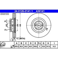 Bremsscheibe ATE 24.0126-0141.1 (2 Stk.)