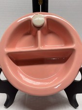 Vintage 1940's Hankscraft Pink Ceramic Baby Food Warming Dish