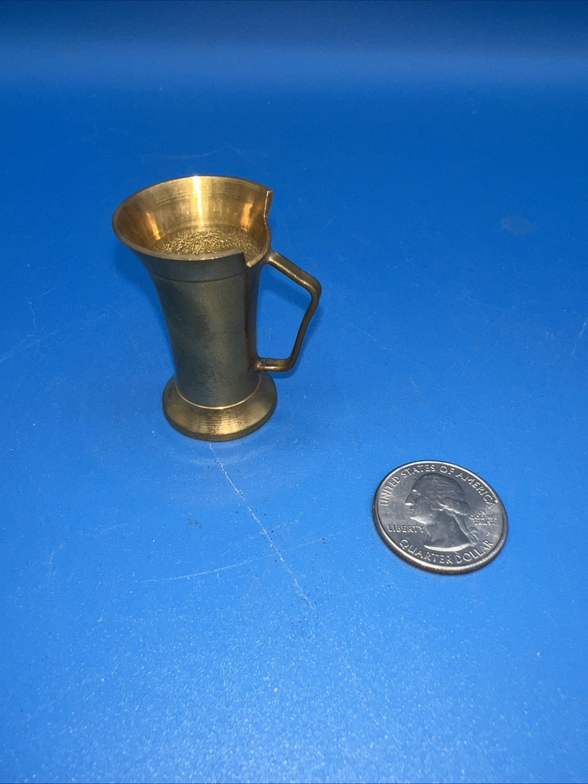 Miniature Pitcher Vase Brass Vintage Made In India 1.75” Great Patina Decor