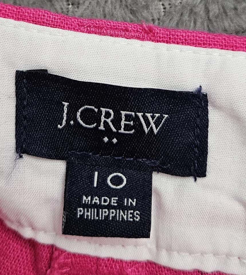 J. Pantalones Cortos Crew Mujer Talla 10 Dobladillo Festoneado Lino Mezcla Algodón Rosa Foto 3 de 4