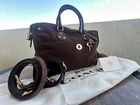 COACH Rhyder Satchel Bag 38 Suede Leather DARK CHOCOLATE/BRASS