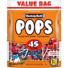 Tootsie Pops Assorted Flavors 45 ct Bag 28.2 oz | Great Halloween Candy