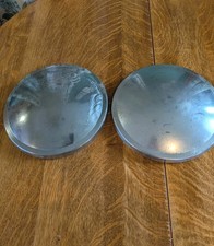 2 Vintage Dog Dish Baby Moon Mid Century Hubcaps 10.5 Read