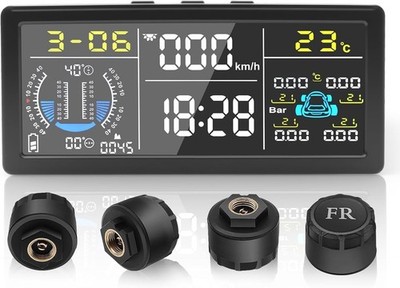 8-in-1 Advanced Tire Pressure Monitoring System with 4 External TPMS Sensors,...