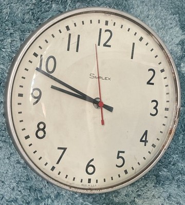 Vintage Simplex Clock School 507-041 Dome Wall 13 . as Is
