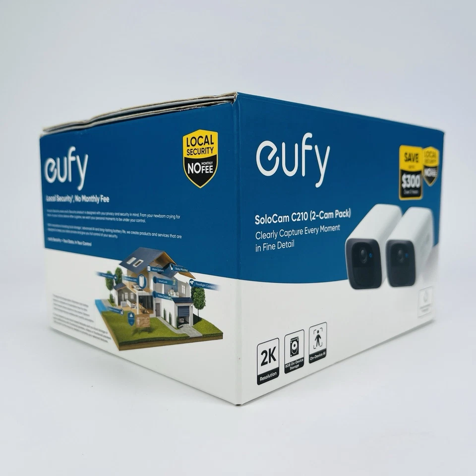 Eufy Security SoloCam Model C210 Wireless Wifi 2K Resolution Camera 2 Pack White - Image 3 of 4