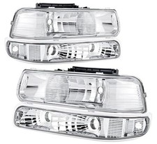 Headlights Assembly Compatible with 1999 2000 2001 2002 Chevy CHROME CLEAR