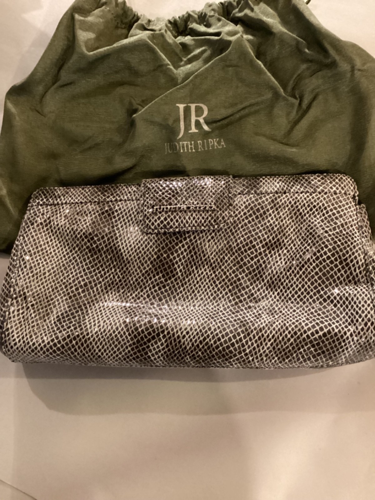 Judith Ripka Python Snakeskin Gray Leather Purse … - image 1