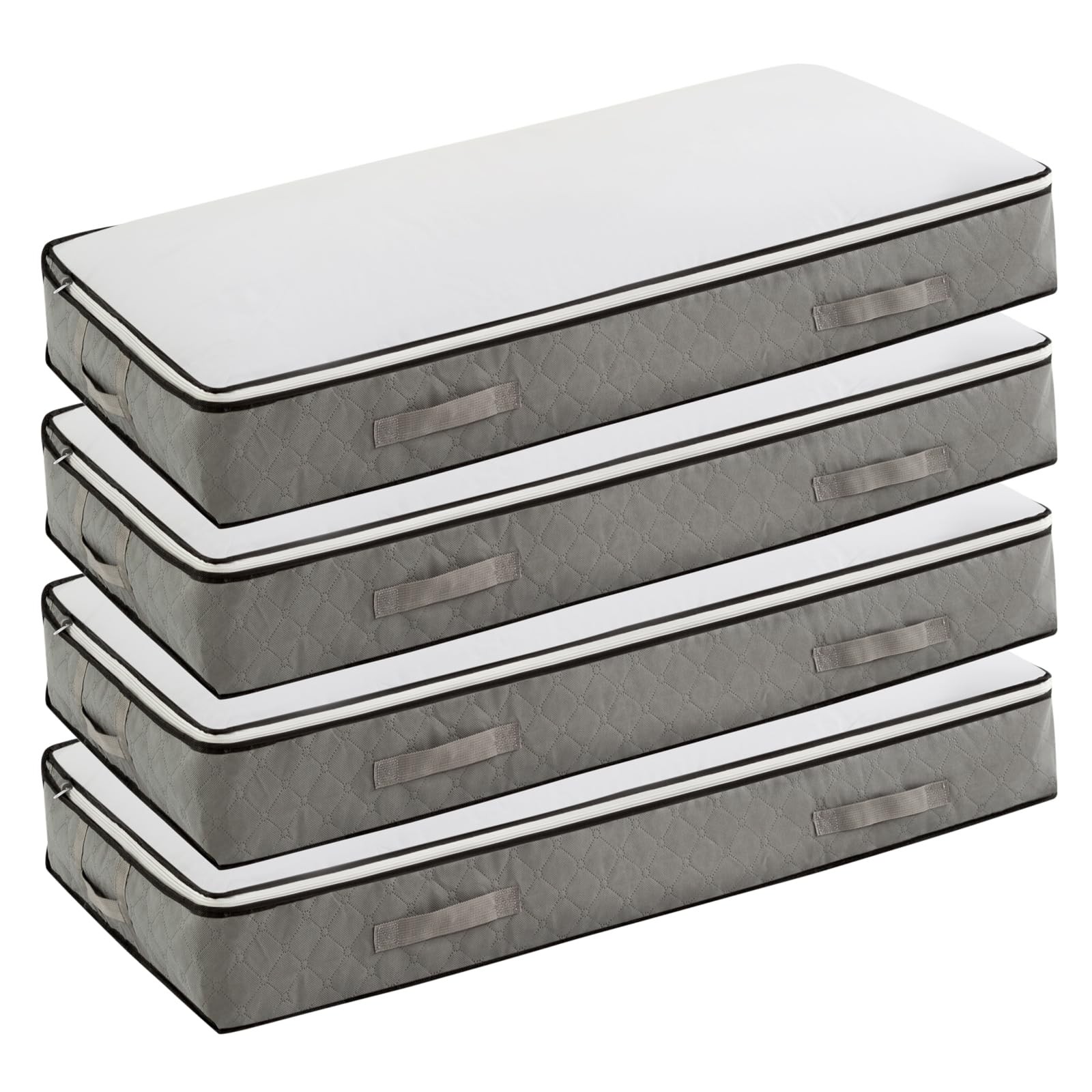 90L Under Bed Storage Containers, Foldable Grey Underbed Storage Bags - Close...