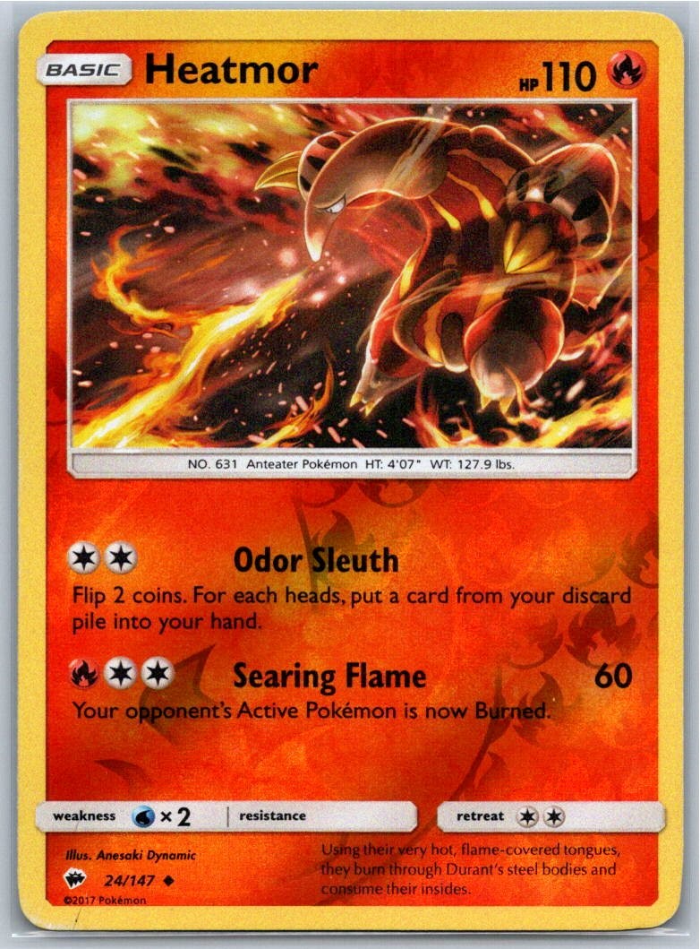 Heatmor Reverse Holo SM - Burning Shadows 24/147 LP Pokémon Card