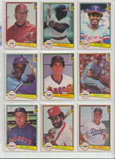 (9) 1982 DONRUSS BASEBALL CARDS ( OVER 54 YEARS OLD) EX. TO MINT CONDITION!