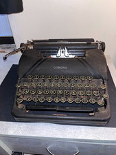 Vintage Corona Sterling Portable Typewriter Black Flat Top Round Keys Antique thumbnail