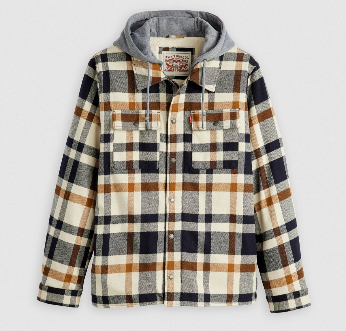 Levi's Plaid Sherpa Lined Hoodie Jacket Size XL Insulated $148