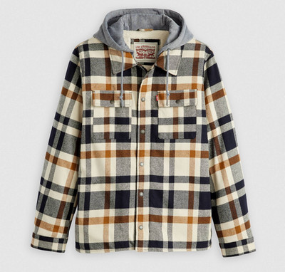 Levi's Plaid Sherpa Lined Hoodie Jacket Size M Insulated $148 Levis