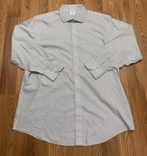 Brooks Brothers Dress Shirt Mens 18 35 Regent Non Iron Check Spread Collar
