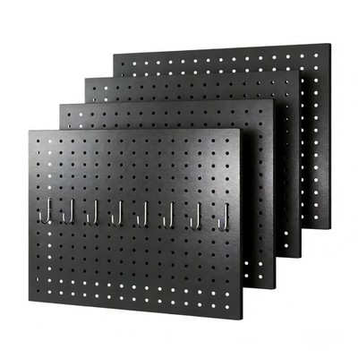 Heavy Duty Metal Pegboard Organizer 4 Pack 16x12 Black Steel Wall Panels Storage
