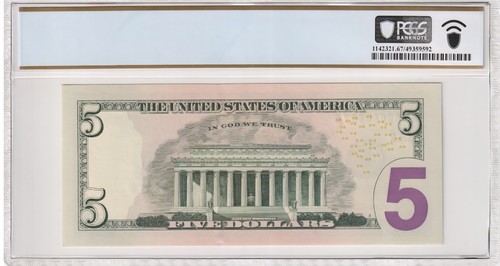 2009 $5 LOW 4 DIGIT SERIAL NUMBER FIVE OF KIND 00004307 PCGS 67 SUPER GEM UNC #1 - Picture 4 of 4