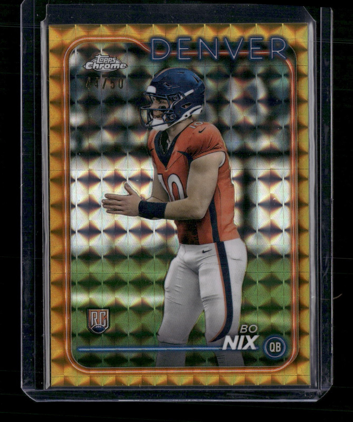 2024 Topps Chrome #206 Bo Nix Gold Geometric Refractor Rookie 44/50 AB