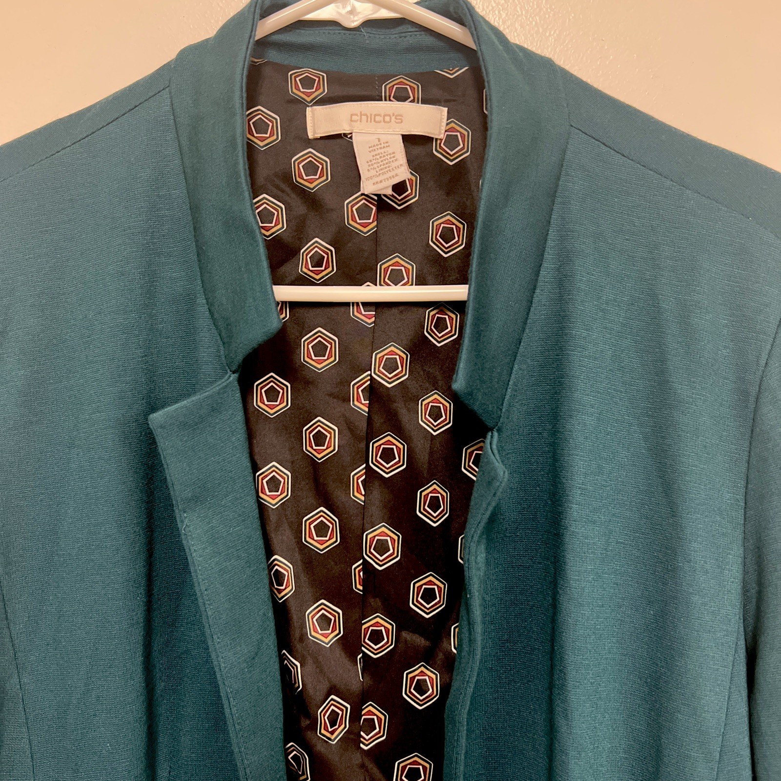 Chico's Blazer Jacket  Solid Green Open Front Lin… - image 7