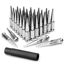 KSP M14X1.5 Spike Lug Nuts, 32PCS Chrome 14mmx1.5 Wheel Spiked Lug Nut for Si...