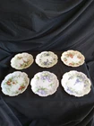 6 HAND PAINTED LIMOGES MULTI BERRY 8 3/8" PLATES w SCALLOPED EDGE