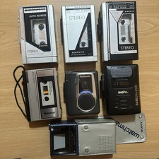 AS IS Lot of 7 Sanyo Panasonic Sony National Tape Cassette Playet Recorders