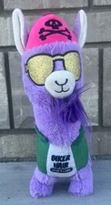 Biker Llama Plush 12" Purple and Pirate Pink Hat Plush