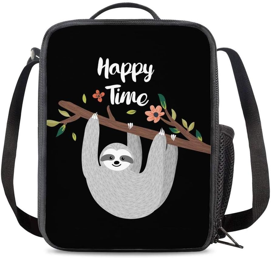 Funny Sloth Insulated Lunch Bag for School Work Office Picnic Happy Time Sloth T